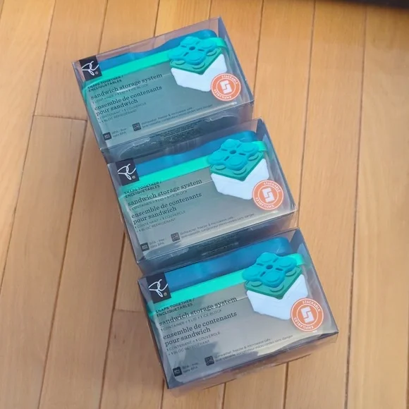 3 Stackable Sandwich Boxes with Stackable Ice Blocks - Picture 1 of 4
